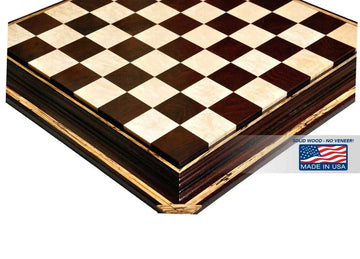 PRE-ORDER - Signature Contemporary Chess Board - AFRICAN PALISANDER  / BIRD'S EYE MAPLE - 2.5
