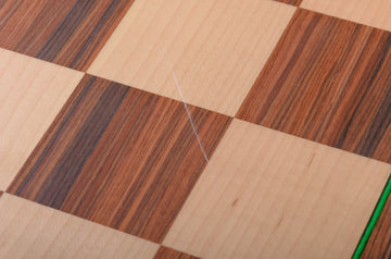 IMPERFECT - FOLDING BURMESE ROSEWOOD - WITH NOTATION AND LOGO - Wooden Tournament Chessboard