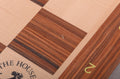 IMPERFECT - FOLDING BURMESE ROSEWOOD - WITH NOTATION AND LOGO - Wooden Tournament Chessboard
