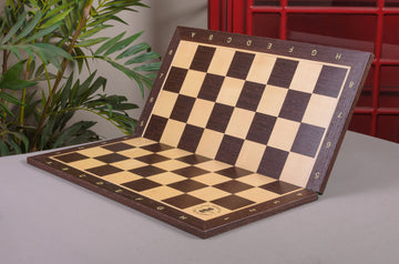 IMPERFECT - FOLDING AFRICAN PALISANDER - WITH NOTATION AND LOGO - Wooden Tournament Chessboard