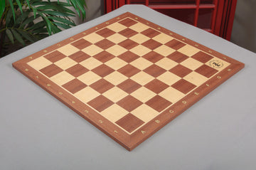 IMPERFECT - 2.25" - MAHOGANY - WITH NOTATION AND LOGO - Wooden Tournament Chess Board