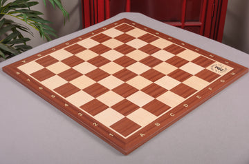 IMPERFECT - 2.25" - MAHOGANY - WITH NOTATION AND LOGO - Wooden Tournament Chess Board
