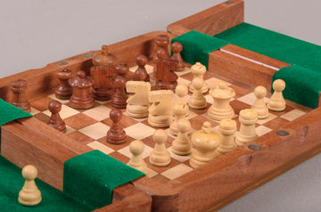 IMPERFECT - ULTIMATE WOODEN Magnetic Travel Chess Set - 8"