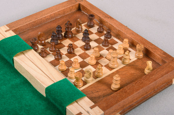 IMPERFECT - BOOK WOODEN MAGNETIC Travel Chess Set - SMALL – House