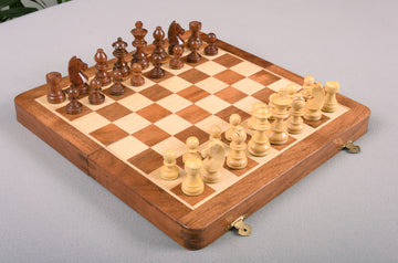 IMPERFECT - FOLDING WOODEN MAGNETIC Travel Chess Set - 12