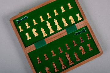 IMPERFECT - FOLDING WOODEN MAGNETIC Travel Chess Set - 12