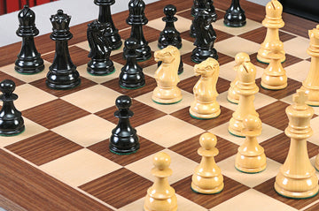 IMPERFECT - 3.875" Windsor - BLACK / NATURAL LACQUERED - Wood Chess Pieces