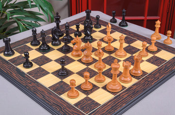 IMPERFECT - 4.0" Aversa - GENUINE EBONY / ANTIQUED BOXWOOD - Wood Chess Pieces