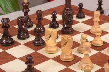 IMPERFECT - 2.875" Zagreb '59 - INDIAN ROSEWOOD / BOXWOOD - Wood Chess Pieces