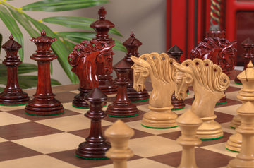IMPERFECT - Westminster Wooden Chessmen - BLOOD ROSEWOOD / BOXWOOD - 4.4