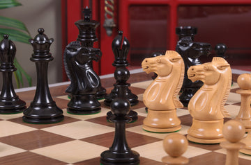 IMPERFECT - 2023 4.4" B & Co. - GENUINE EBONY / BOXWOOD - Wood Chess Pieces