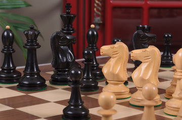 IMPERFECT - 4.4" - The 1972 Skopje Olympiad II Reproduction Series Chess Pieces - GENUINE EBONY & BOXWOOD