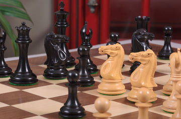 IMPERFECT - 4.0" Collector II - GENUINE EBONY / BOXWOOD - Wood Chess Pieces