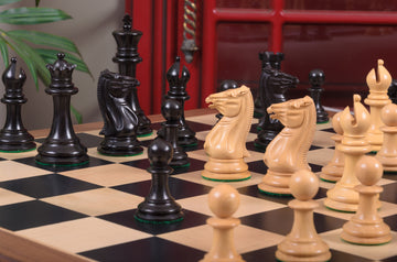 IMPERFECT - 4.4" - The 1850 Morphy Series Chess Pieces - GENUINE EBONY & BOXWOOD - from The Camaratta Collection
