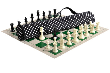 Quiver Chess Set Combination - Solid Plastic Regulation Pieces | Vinyl Chess Board | Quiver Bag