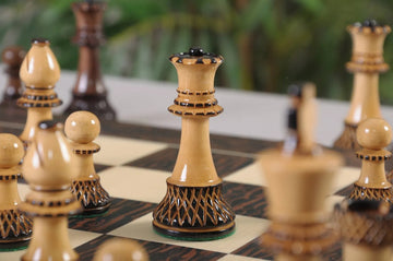 The Burnt Golden Rosewood Club Series Chess Pieces - 3.75