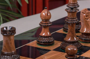The Burnt Golden Rosewood Grandmaster Series Chess Set, Box, & Gloss Board Combination