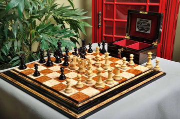 IMPERFECT - 4.4" Forever Benevento - GENUINE EBONY / BOXWOOD - Wood Chess Pieces