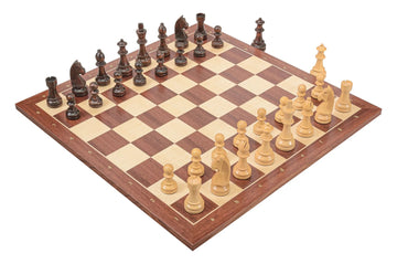 Rechapados Ferrer Chess Set and Mahogany Chess Board Combination