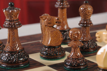 The Burnt Reykjavik II Series Chess Pieces - 3.75