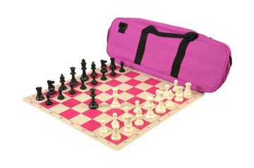 Deluxe Chess Set Combination and Triple Weighted Regulation Pieces | Silicone Chess Board | Deluxe Bag