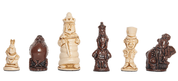 Alice in Wonderland Chess Pieces - 3.5" King - Brown & Natural