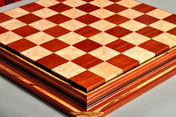 PRE-ORDER - Signature Contemporary Chess Board - BLOODWOOD  / BIRD'S EYE MAPLE - 2.5