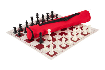 Quiver Chess Set Combination - Triple Weighted Regulation Pieces | Vinyl Chess Board | Quiver Bag