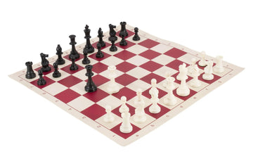 Regulation Tournament Chess Pieces and Chess Board Combo - SOLID PLASTIC