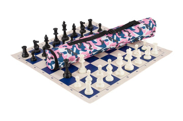 Quiver Chess Set Combination - Single Weighted Regulation Pieces | Vinyl Chess Board | Quiver Bag