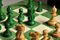 The Grandmaster Chess Set, Box, & Board Combination - Green Gilded