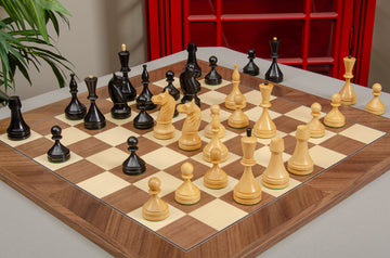 IMPERFECT - 4.4" Circa 1962 Baku - GENUINE EBONY / BOXWOOD - Wood Chess Pieces