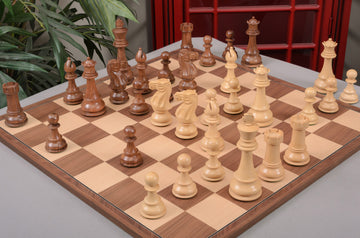 IMPERFECT - 6.0" Classic - GOLDEN ROSEWOOD / BOXWOOD - Wood Chess Pieces