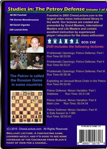 E-DVD Studies in: The Petrov Defense - 2 DVDs - Chess Lecture - Volume 129