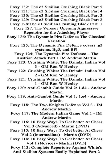 The Complete Foxy Openings on DVD - VOLUMES 1-187 PLUS KASPAROV AND KARPOV! - 9 DVDs