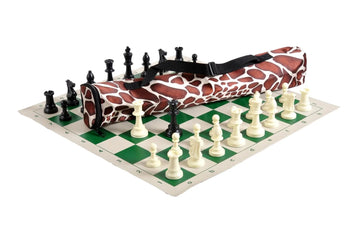 Quiver Chess Set Combination - Single Weighted Regulation Pieces | Vinyl Chess Board | Quiver Bag