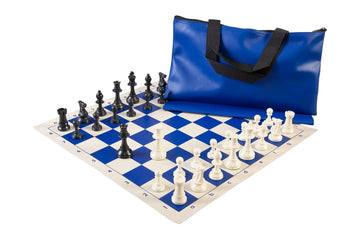 Superior Chess Set Combination - Solid Plastic Regulation Pieces | Vinyl Chess Board | Superior Bag