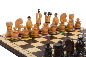 The Large King's Chess Set with Brass Inlay & Board