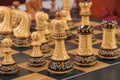 The Burnt Golden Rosewood Zagreb Series Chess Set, Box, & Satin Board Combination