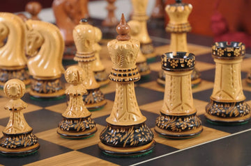 The Burnt Golden Rosewood Zagreb Series Chess Set, Box, & Satin Board Combination