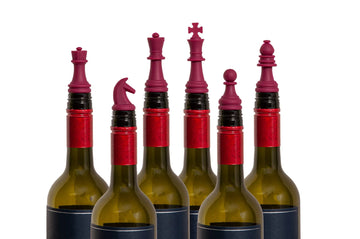 Set of Colored Wine Stopper Chess Pieces - 6 Pieces