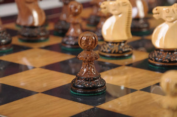 The Burnt Golden Rosewood Reykjavik II Series Chess Set, Box, & Gloss Board Combination