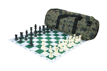 Deluxe Chess Set Combination and Single Weighted Regulation Pieces | Thin Mousepad Chess Board | Deluxe Bag