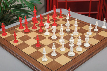 The Lund Anglo-Indian Reproduction Luxury Bone Chess Pieces - 4.75