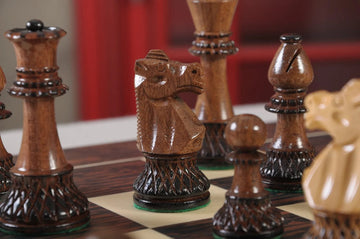 The Burnt Golden Rosewood Club Series Chess Pieces - 3.75