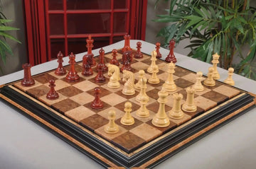 IMPERFECT - 4.4" Sultan - BLOOD ROSEWOOD / BOXWOOD - Wood Chess Pieces