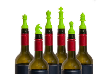 Set of Colored Wine Stopper Chess Pieces - 6 Pieces