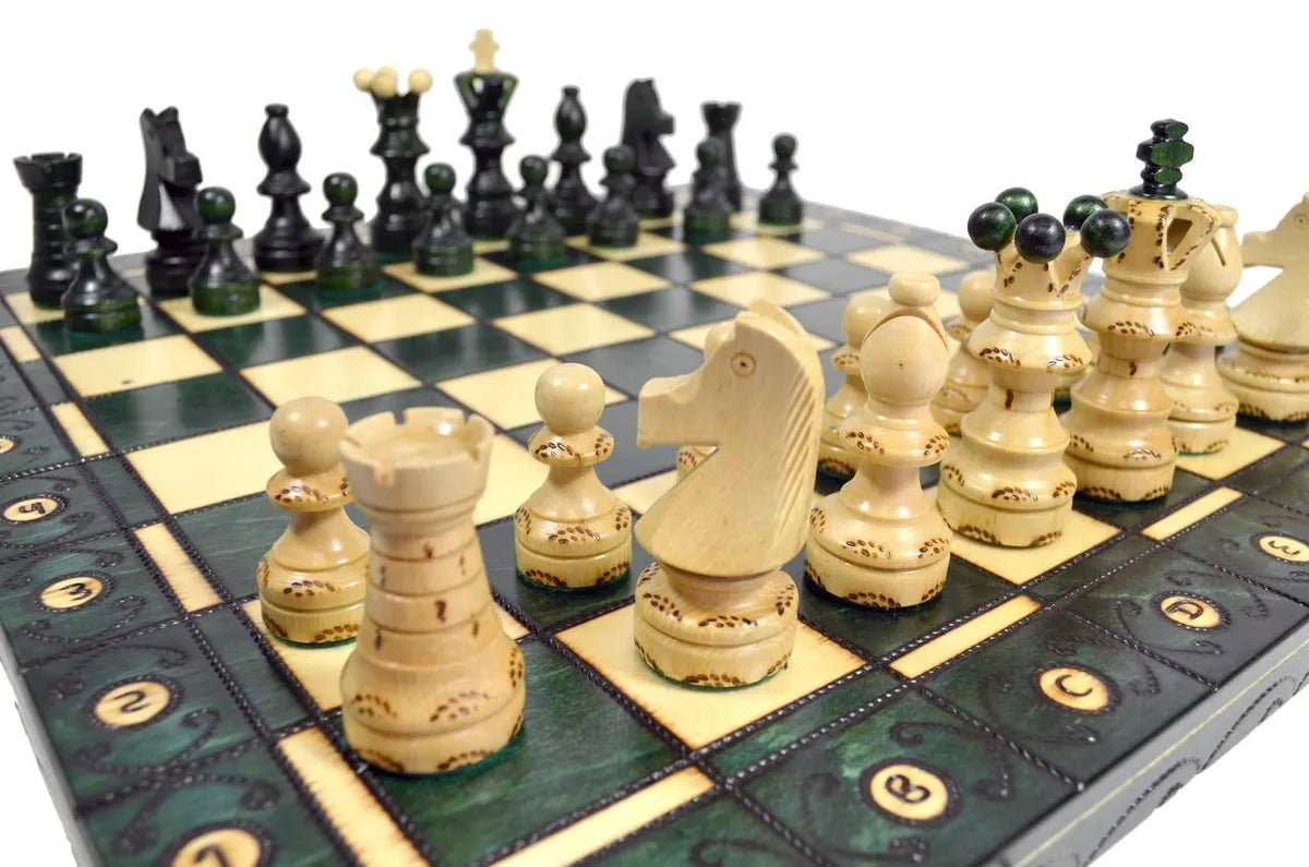 The Wholesale Chess Lublin European Chess Set - Green – House of Staunton