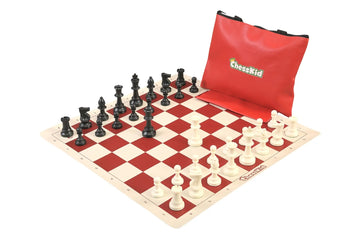 ChessKid Standard Chess Set Combination - Single Weighted Regulation Pieces | Vinyl Chess Board | Standard Bag