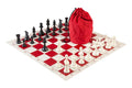 Drawstring Chess Set Combination - Solid Plastic Regulation Pieces | Vinyl Chess Board | Drawstring Bag